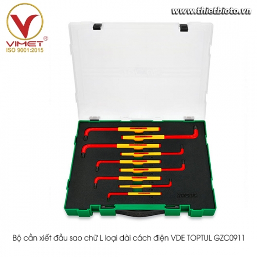 Bộ cần xiết đầu sao chữ L loại dài cách điện VDE TOPTUL GZC0911